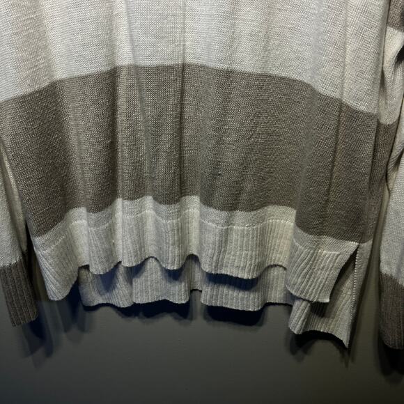 Eileen Fisher NWT Sweater Gray White Striped Linen Tunic Casual Coastal Beach XL - Picture 2 of 7
